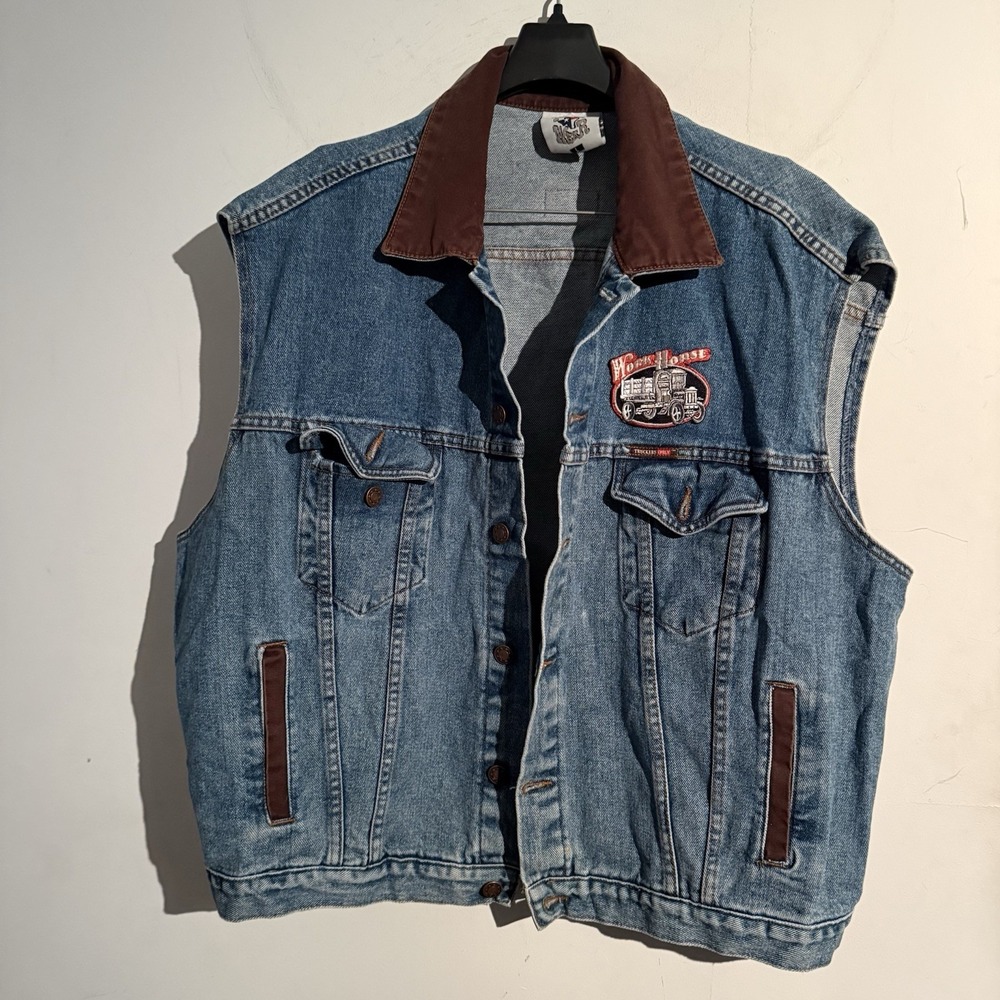 Vintage Texas Wear Truckers Only Men's Denim Vest Size L  Americana‎ Workwear